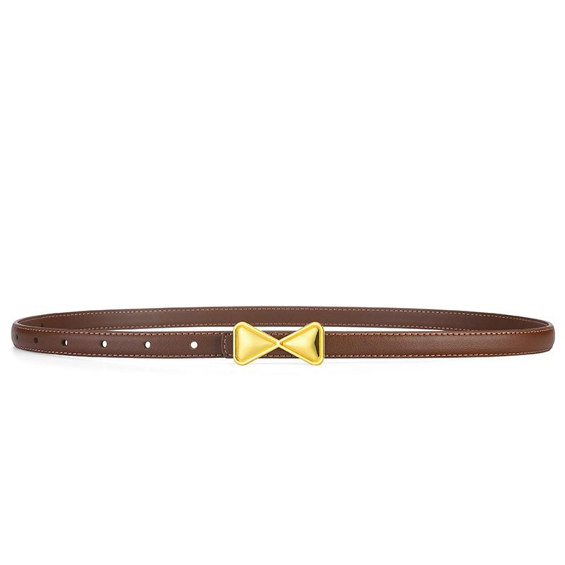 Women'S Cowhide Bow Belt Women'S Minimalist Style Multi-Color Fine Suit Dress Belt Women