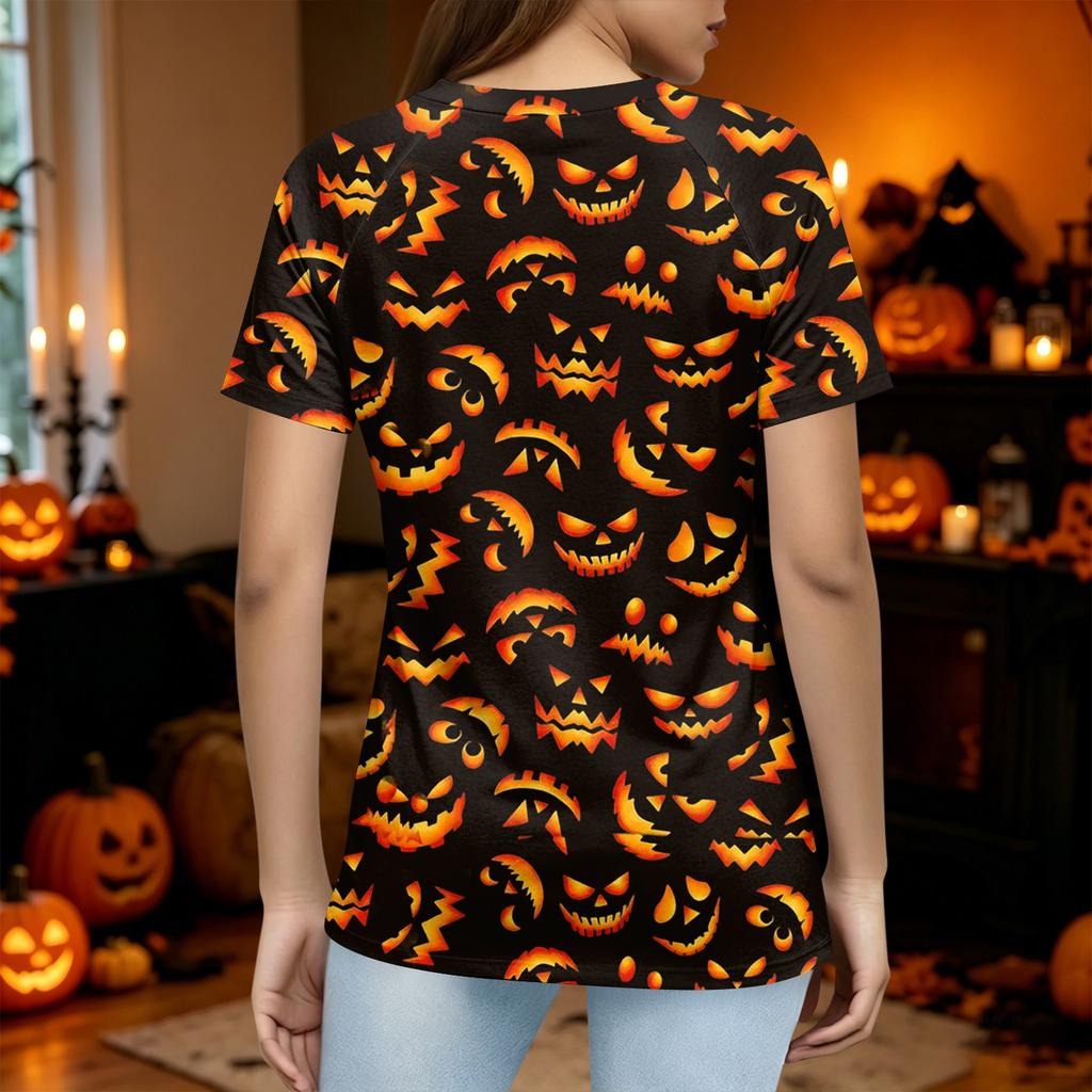 Women's Casual Halloween Printed Short Sleeve T-Shirt for Fashion Party Wear