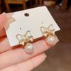Gold-Plated Silver Needle Zircon Bow Pearl Earrings - Light Luxury, High-End Feel, Fashionable Stud Accessories