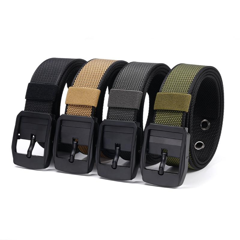 Pin Buckle Men's Belt Outdoor Tactical Nylon Canvas Belt on Both Sides Casual Versatile Trousers Belt