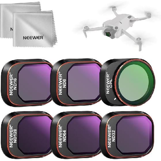 NEEWER ND & CPL Filter Set Compatible with DJI Mini 4 Pro, 4 Pack ND16 ND64 ND256 CPL Polarizer and Neutral Density Filters Drone Lens Accessories,