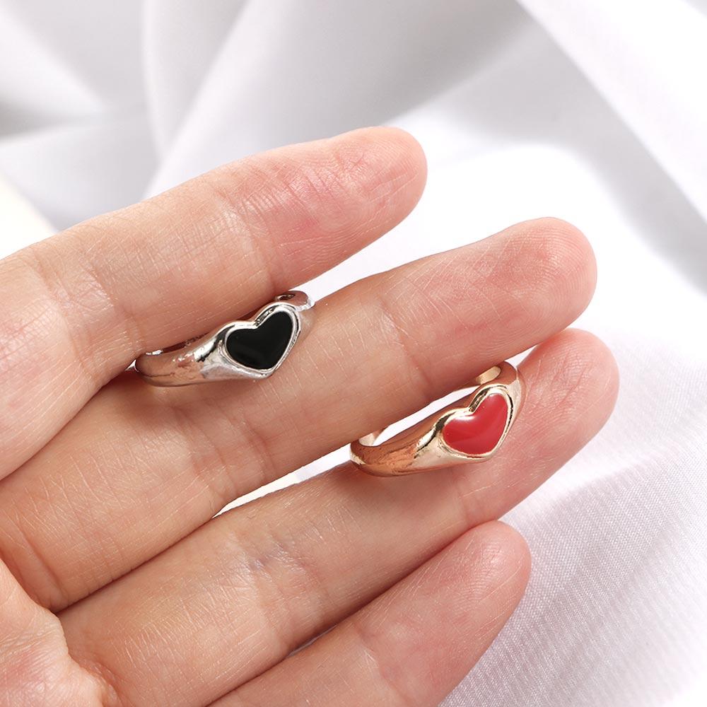 Romantic Red Black Heart-shaped Fashion Accessories Couple Ring Finger Ring Party Jewelry Rings