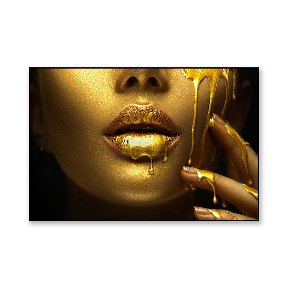 

Современные женские губы, золотой капельный постер, мотивационный холст, картина, предприниматель, деньги, губы, настенные художественные принты, украшение для дома и комнаты 40x60cm no frame