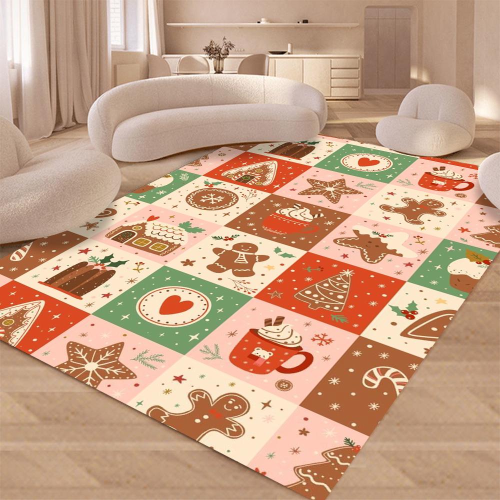 

Christmas Square Decorative Carpet Christmas Elements Living Room Rug Winter Warm Floor Mat Christmas New Year Decoration 50X80cm