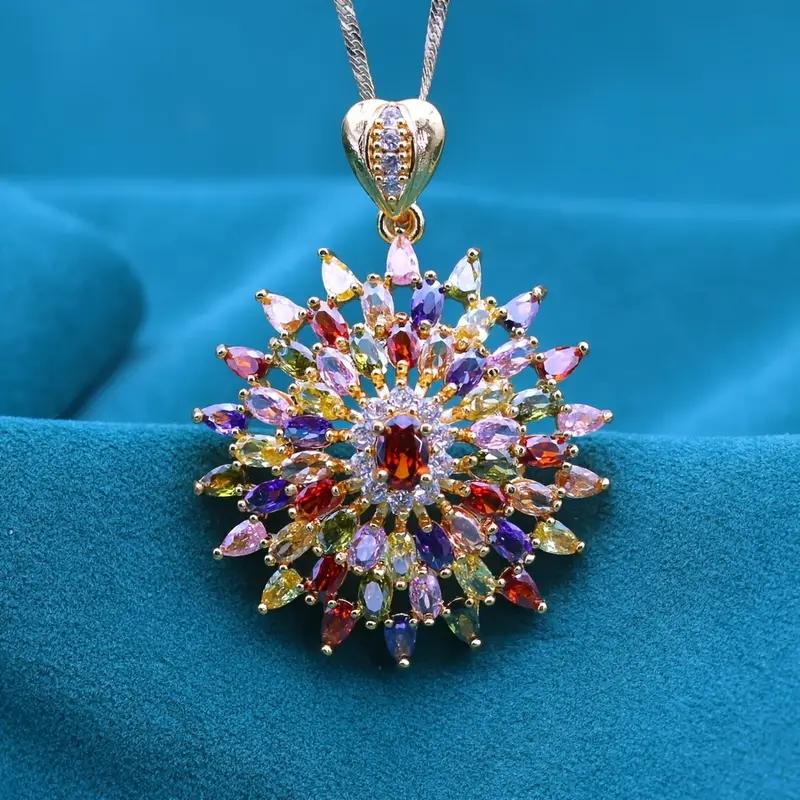 Pendant Necklace  Multicolored With Cubic Zirconia Luxurious And Creatively Retro Piece Is Ideal For Weddings Valentine'S Day