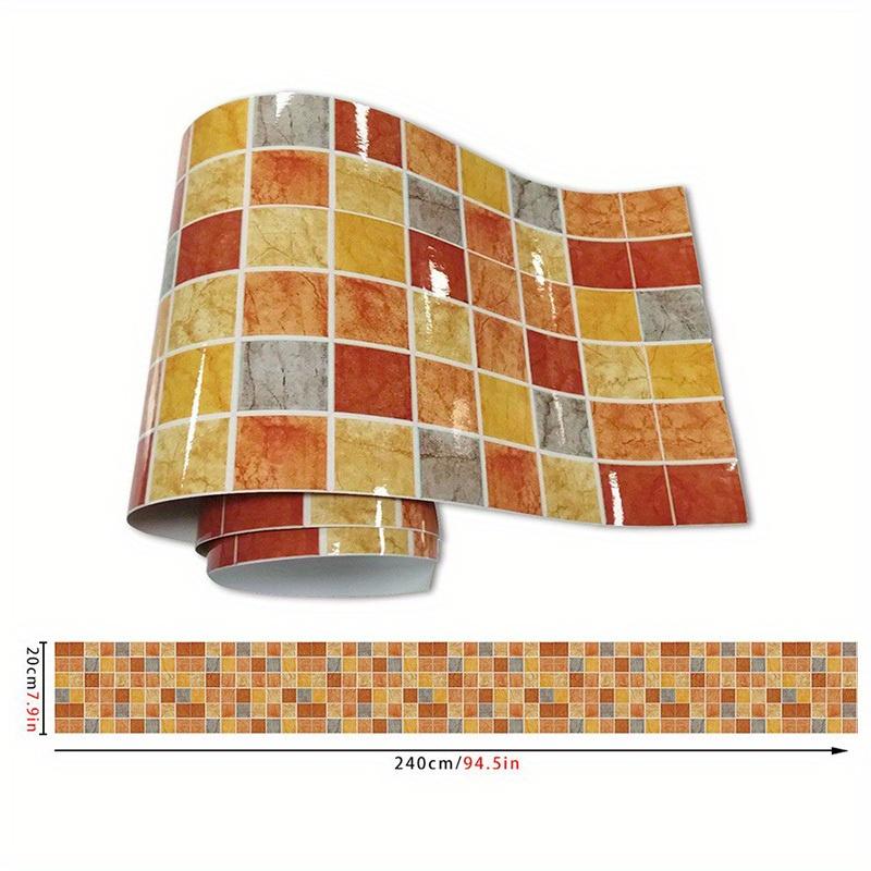 

1Pc 2.4m Yellow Crystal Mosaic Tile Sticker Waist Line | Waterproof, Wear-resistant, Thickened for Living Room 2.4m