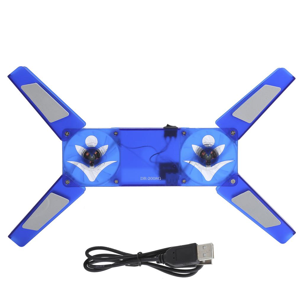 Laptop Cooling Pad Cooler Foldable Portable USB Dual Fan Transparent LED Blue Light DR‑2008G
