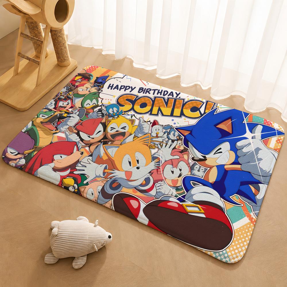 Classic Anime S-Sonic Characters Floor Mat Floor Mat Soft Flannel Non-Slip Door  Rug for Living Room