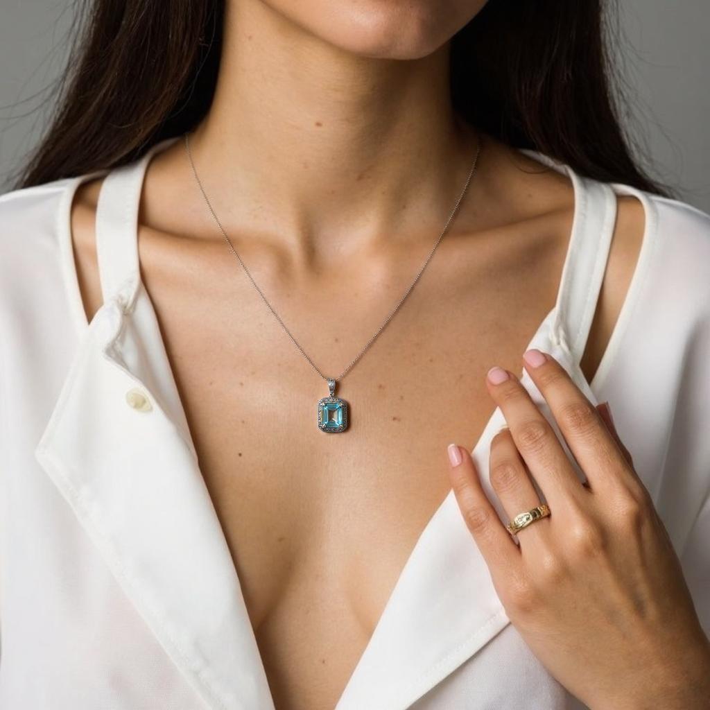 S925 Sterling Silver Inlaid With Natural Colored Treasure Topaz Amethyst Pendant Necklace Xiaohongshu Model