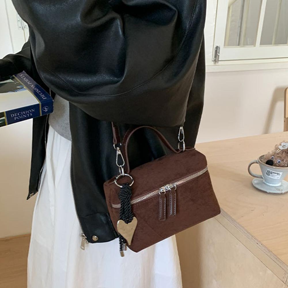 Retro Faux Suede Women Handbags Small Box Designer Bags for Women Shoulder Bag Autumn and Winter Crossbody Bags Clutch Tote Chic