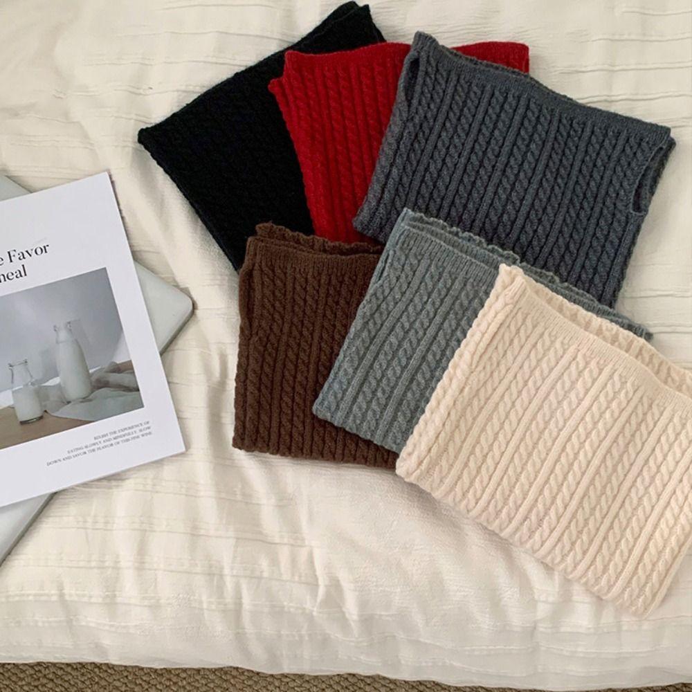 Twists Knitted Scarf Korean Style Pullover Wool Bib Retro Turtleneck Fake Collar  Student