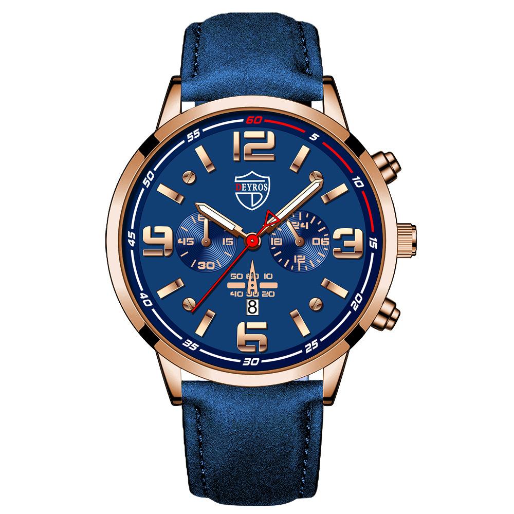 Fashion Men's Watch Fashion Leather Quartz Watch Large Dial Digital Watch Classic Business Watch Men's Calendar Watch Student Men's Watch