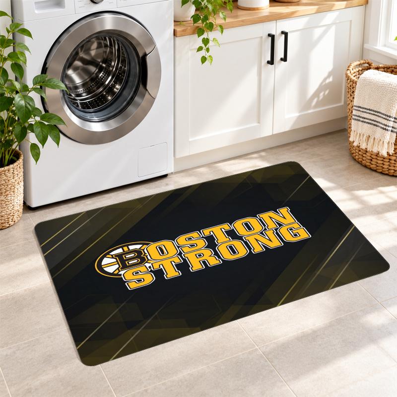 Flannel Kitchen Mat Boston Bruins Soft Area Rug Non Slip Floor Carpet Home Decoration