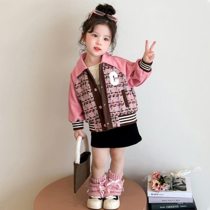 2025 Trendy Spring/Autumn Girls' Baseball Jacket - Stylish Fragrance Inspired Cool Outfit for Baby Girls