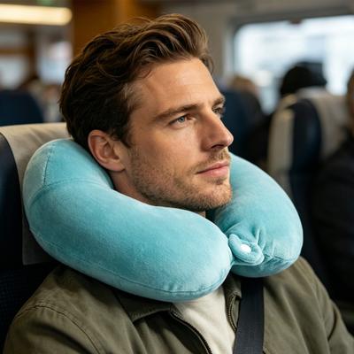 U-Shaped Pillow with Removable Cover Neck Support Pillow for Travel Office Home Lumbar