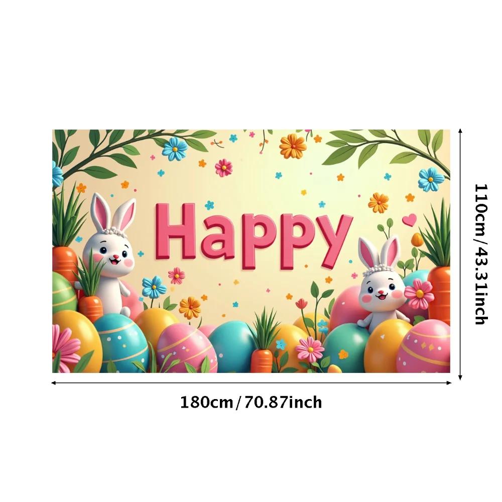 Easter Bunny Decoration Background Easter Eggs Banner Photography Props Outdoor Garden Decors Easter Party Home Supplies 2025