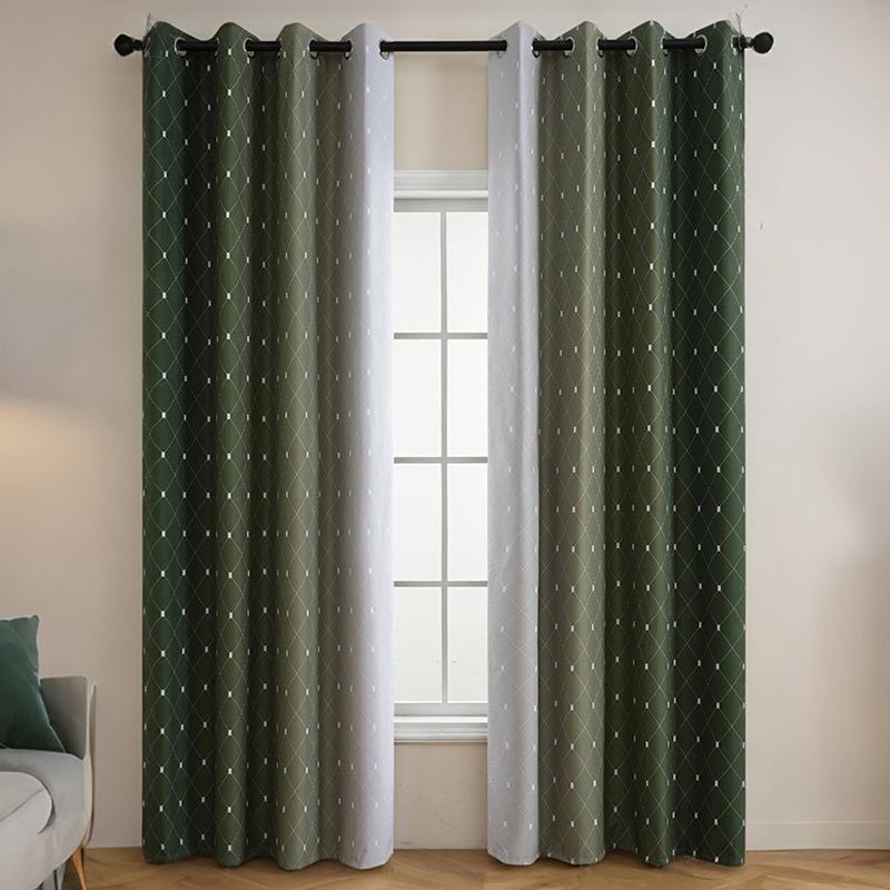 Full Blackout Curtain Finished Product Sunscreen Heat Insulation Balcony Bedroom Living Room Gradual Change No Punching Opaque