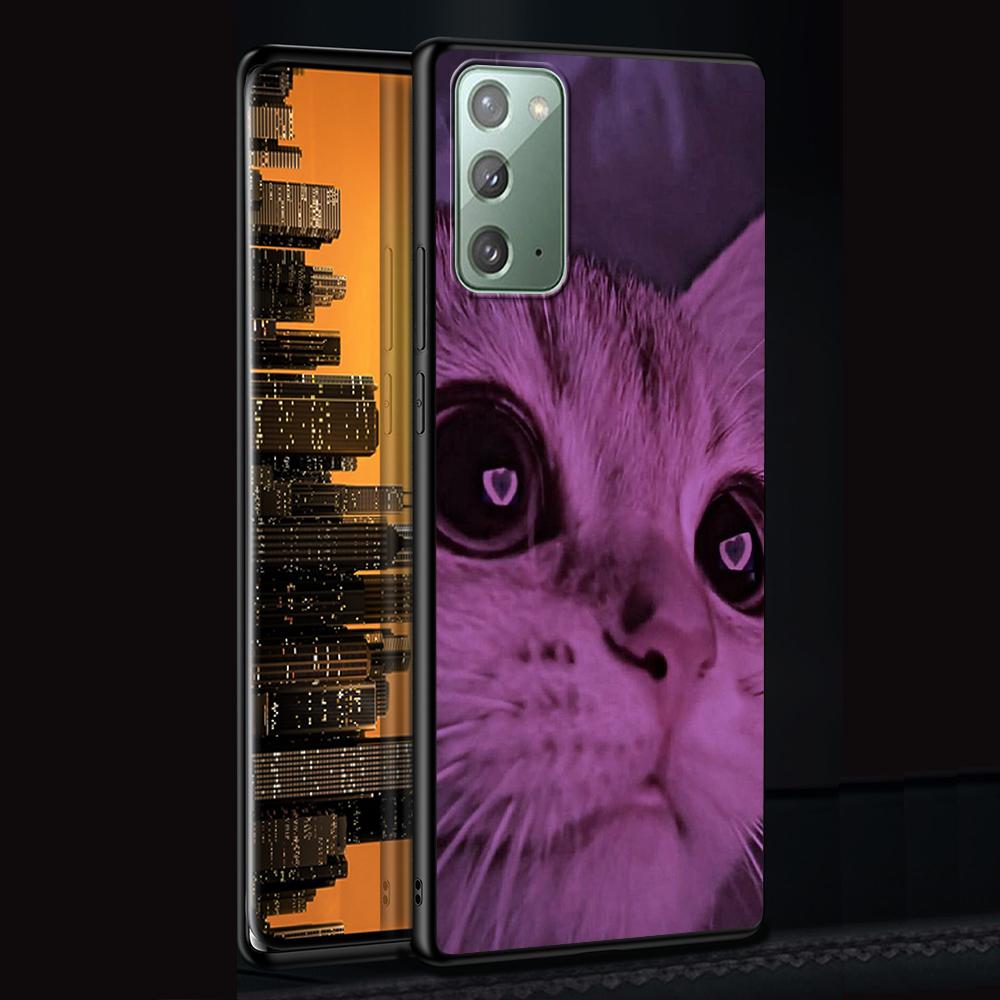 

Милый чехол с изображением кота для Samsung Galaxy Note 20 Ultra 10 Lite 9 8 A53 A52 A12 S22 S21 FE S20 Plus, черный силиконовый чехол для телефона с животными Samsung A12
