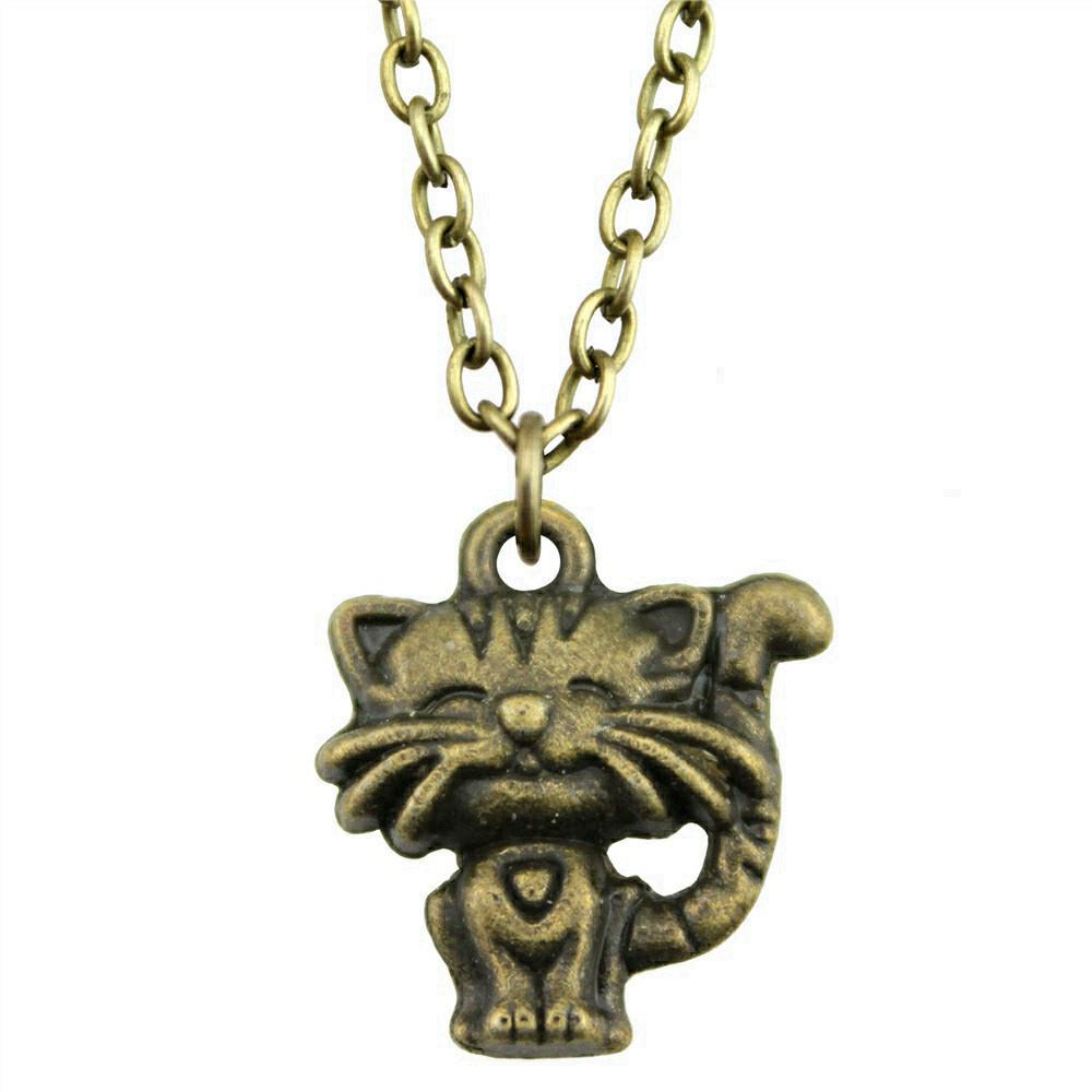 Cat Charm Necklace Cute Animal Pendant For Lovers Minimalist Pet Jewelry Gift 43cm Chain