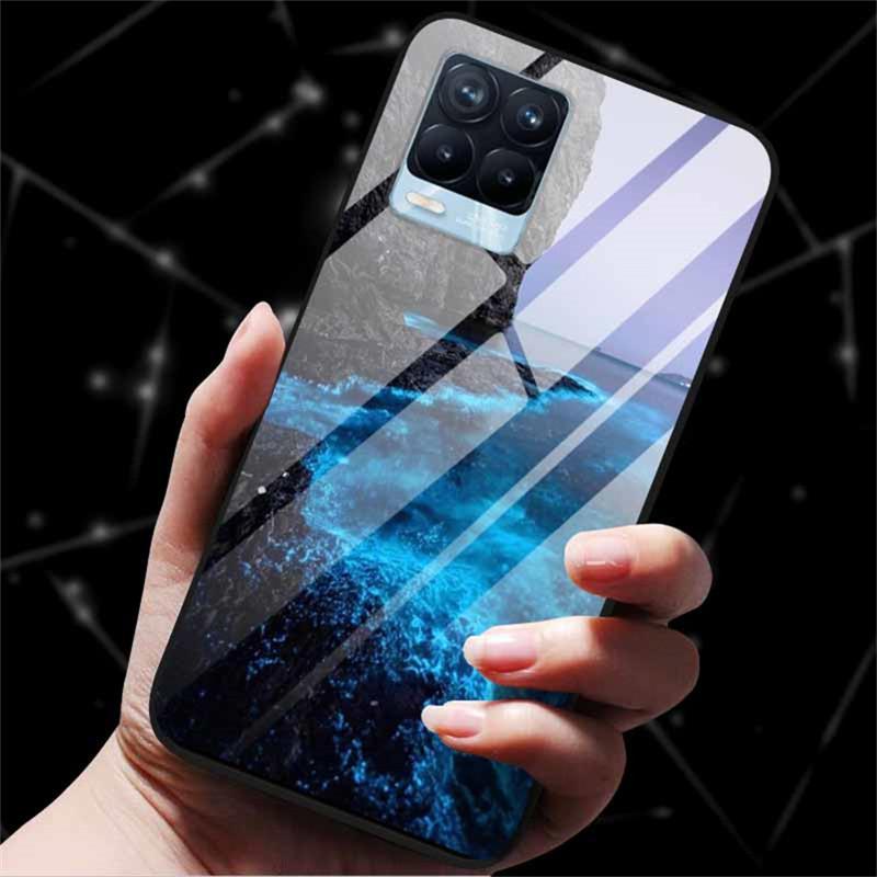 For Realme 8 Case Tempered Glass Hard Back Cover Case For Realme 8 5G 8i Realme 8 Pro Phone Case Cover Realme8 Pro Soft Bumper