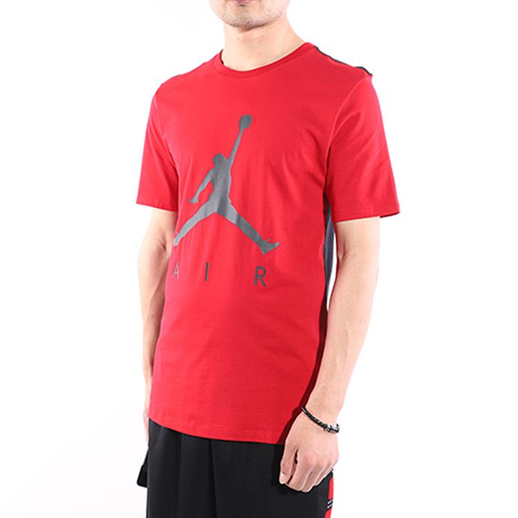 Air Jordan Logo Print Color Block Short Sleeve Sports T-Shirt Men Tops Red AV8451-687