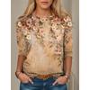 Fashion Women's Flower Graphic O-Neck Long Sleeve T-Shirt Y2K Casual Tops Womens Clothing Harajuku Female Clothing Pullover