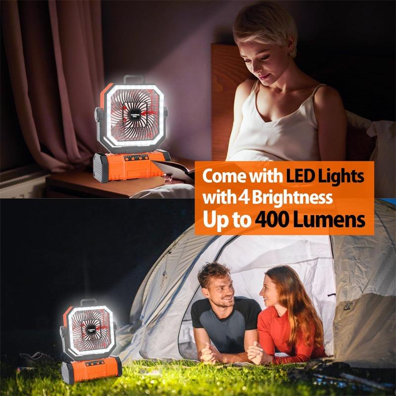 20000mAhOutdoor Fans Camping Fan Rechargeable and Battery Three-in-one with LED Lights Timed Rotation Function Campsites Summer