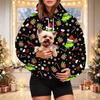 Damen Weihnachts-Print Kapuzenpullover mit Haustier-Tasche, Lässiger Feiertags-Pullover
