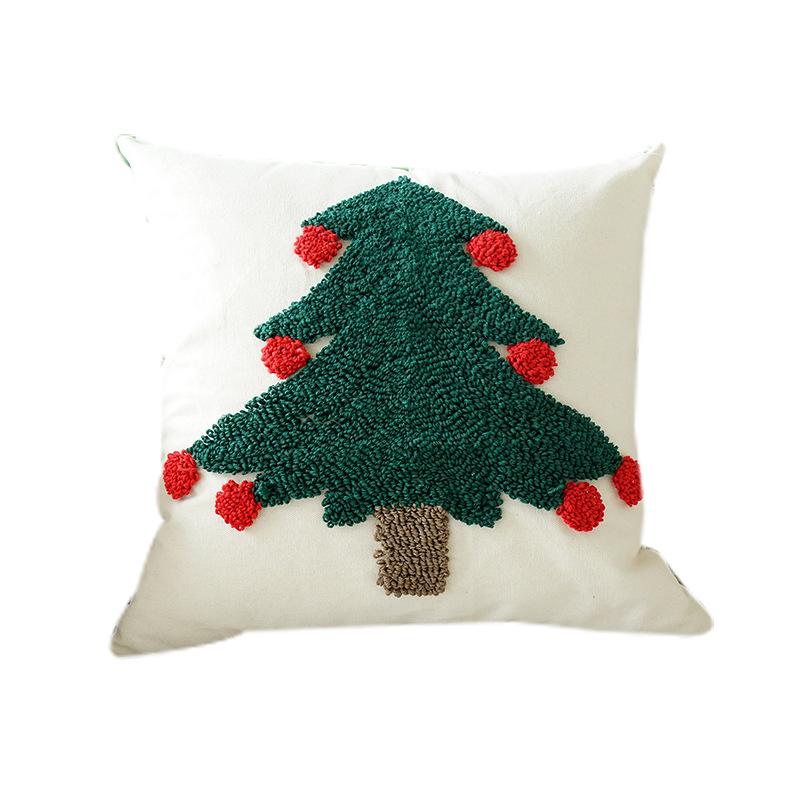 Chenille Embroidered Christmas Tree Pillowcase - Festive Cushion Cover for Sofa and Bed Decor.