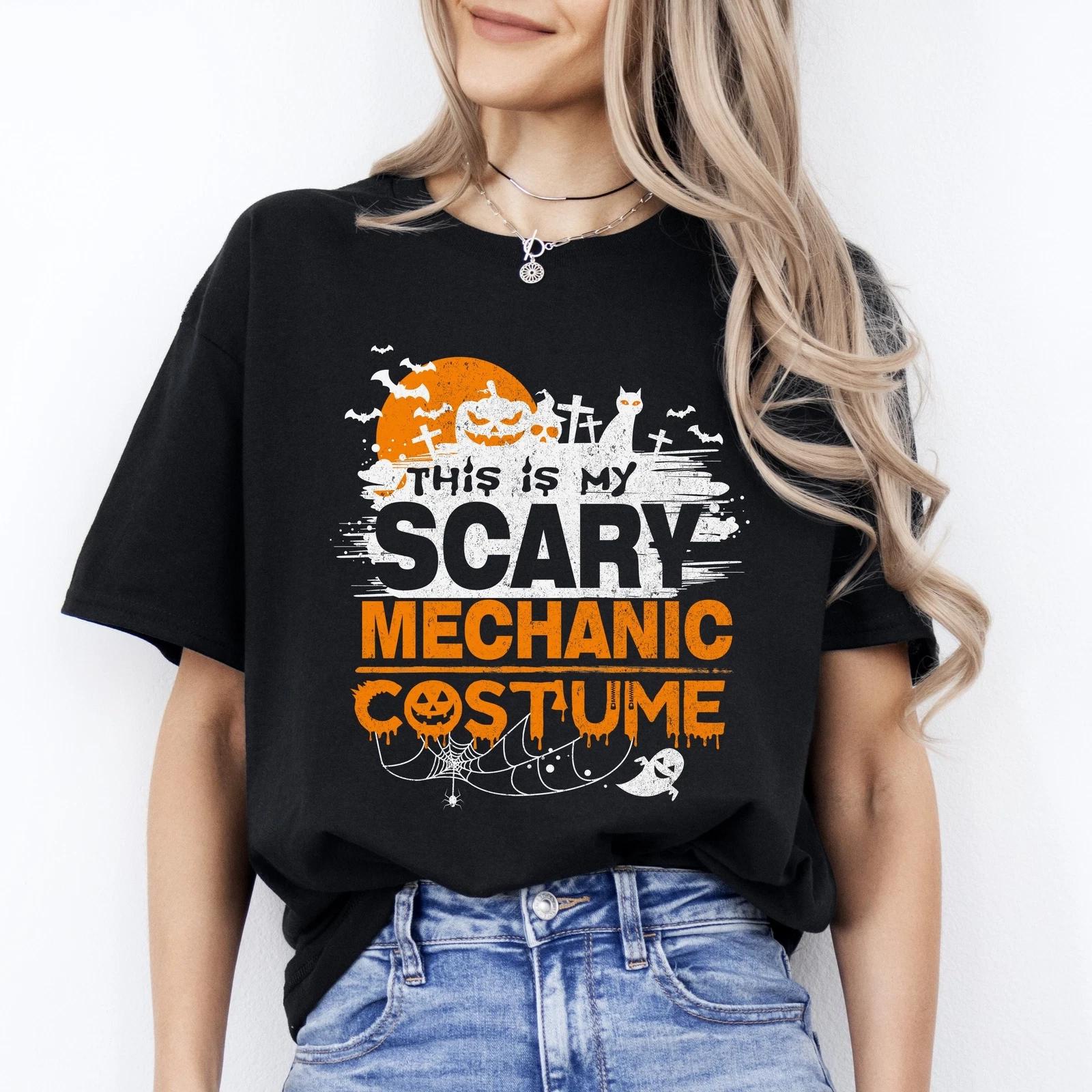 Scary mechanic costume Halloween Unisex T-Shirt Mechanic gift engineer tee Black 2XL