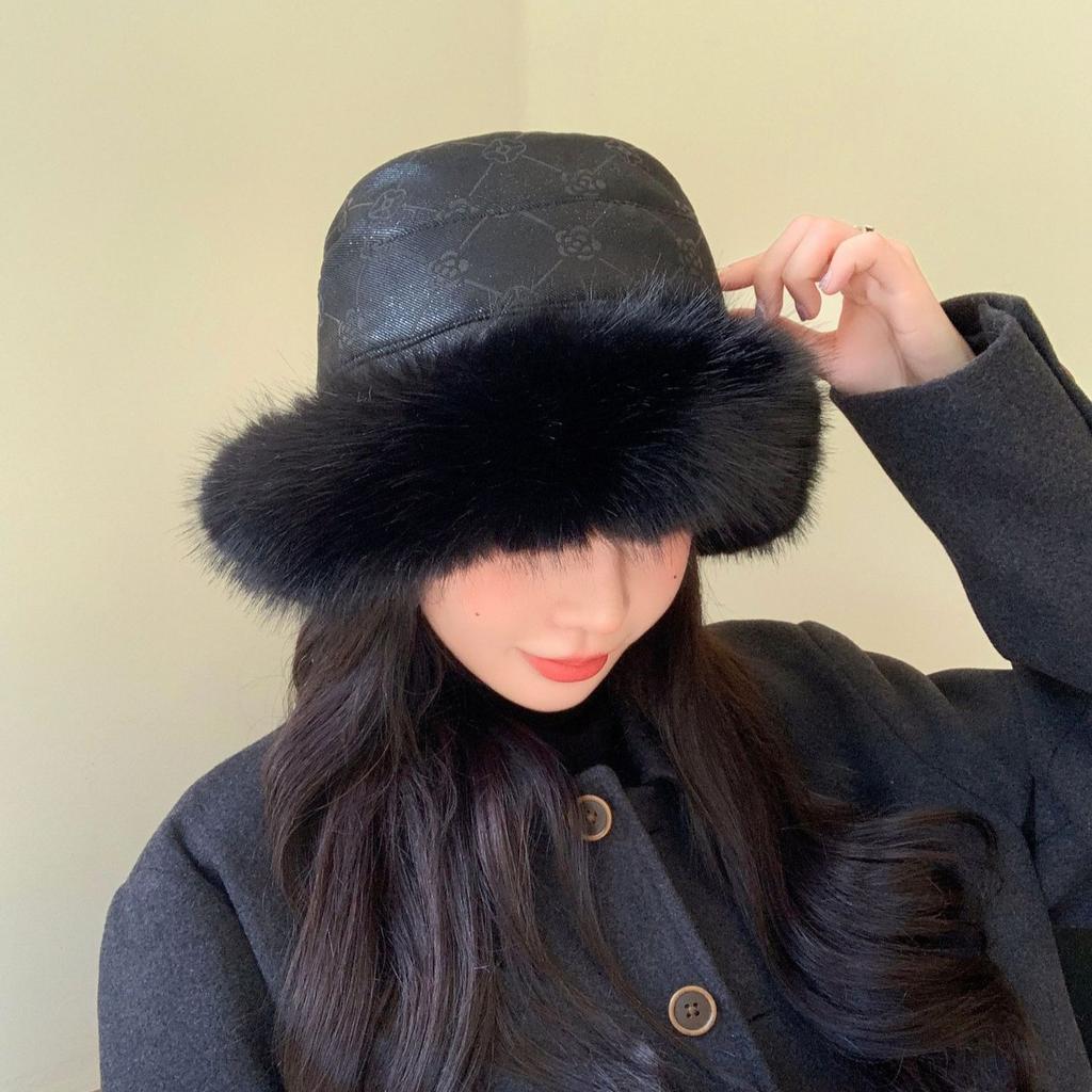 Autumn and Winter New Hat Women's Imitation Mink Bucket Hat Winter Warm Plush Thickened Mongolian Hat