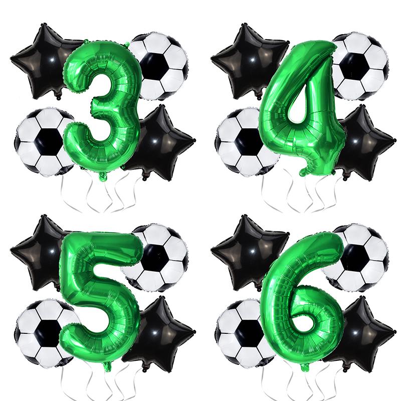Soccer Birthday Balloon Kit Foil Football Air Globos 32inch Foil Number Balloons Kids Boys Sports Theme Party Favors Supplies