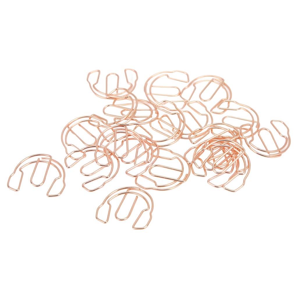 20Pcs Small Binder Clips Rose Gold Durable Rustproof Metal Multifunction Headset Design Binder