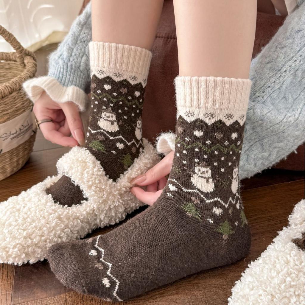Christmas Tree Warms Snowmen, Lazy Wool Socks, Cashmere Socks, Warm And Thick