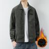 Men's Corduroy Simple Versatile Men's Spring Long Sleeve Lapel Fleece Loose Men's Casual Jacket Thick Men