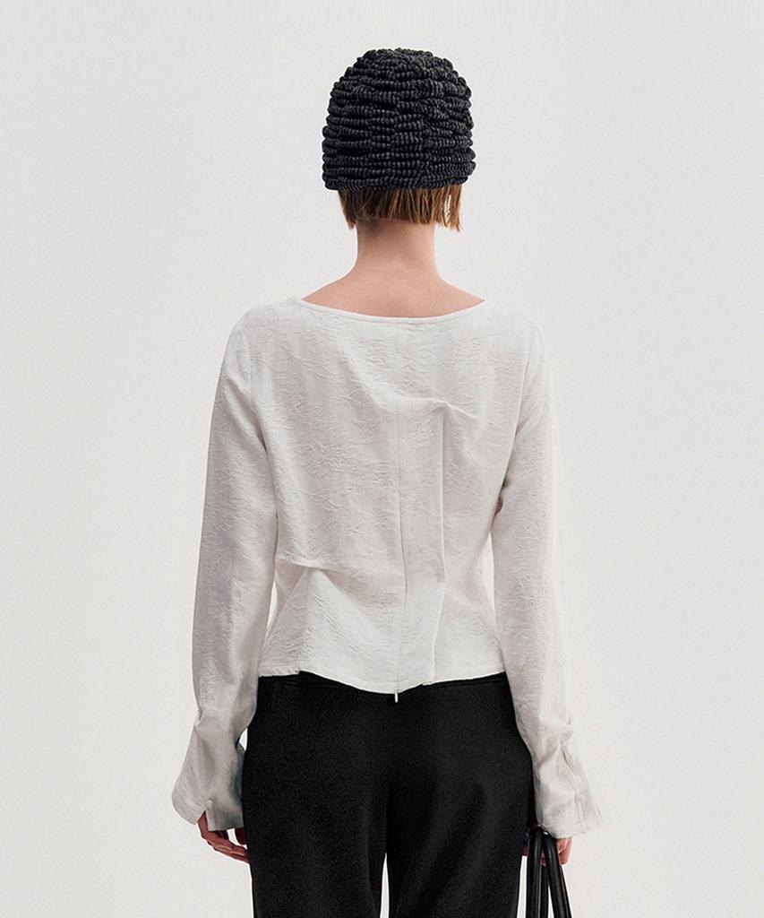 Kimjisu Pinched Long Sleeve Top _ White