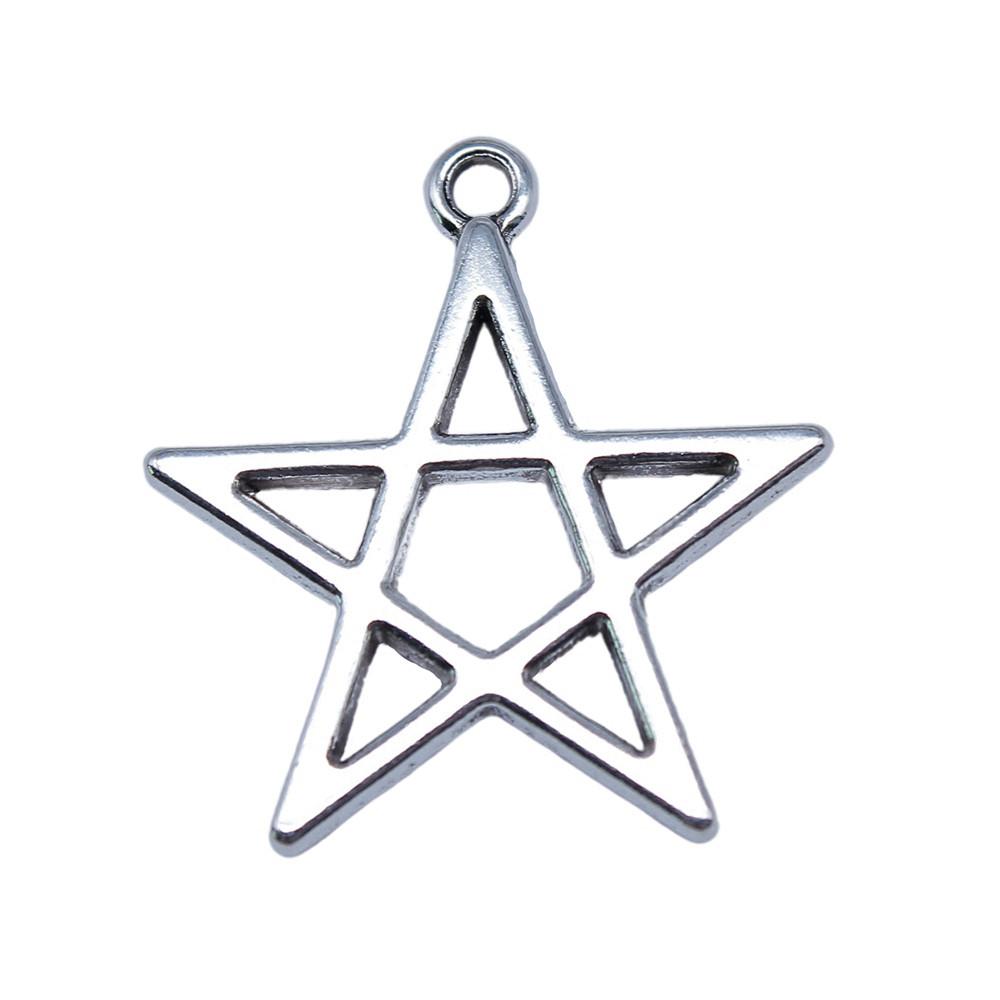 Nested Star Charms Multi Color Alloy Pendants For Double Star Themed Jewelry