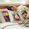 Square Shape Plush Embroidered Pillow Fluffy Texture Patchwork Pillow  Holiday Gift