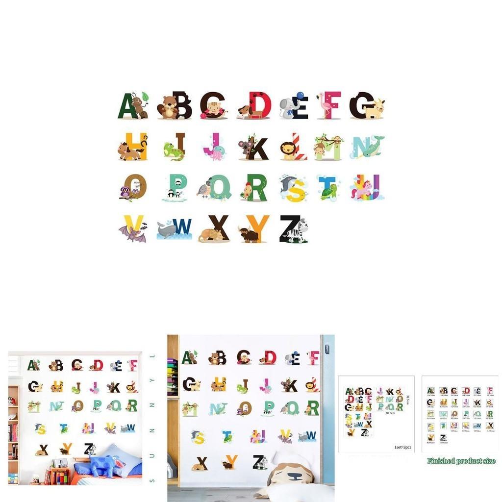 Lebhafte Kinder Heim Wanddekoration Cartoon Wildtiere 26 Buchstaben Aufkleber