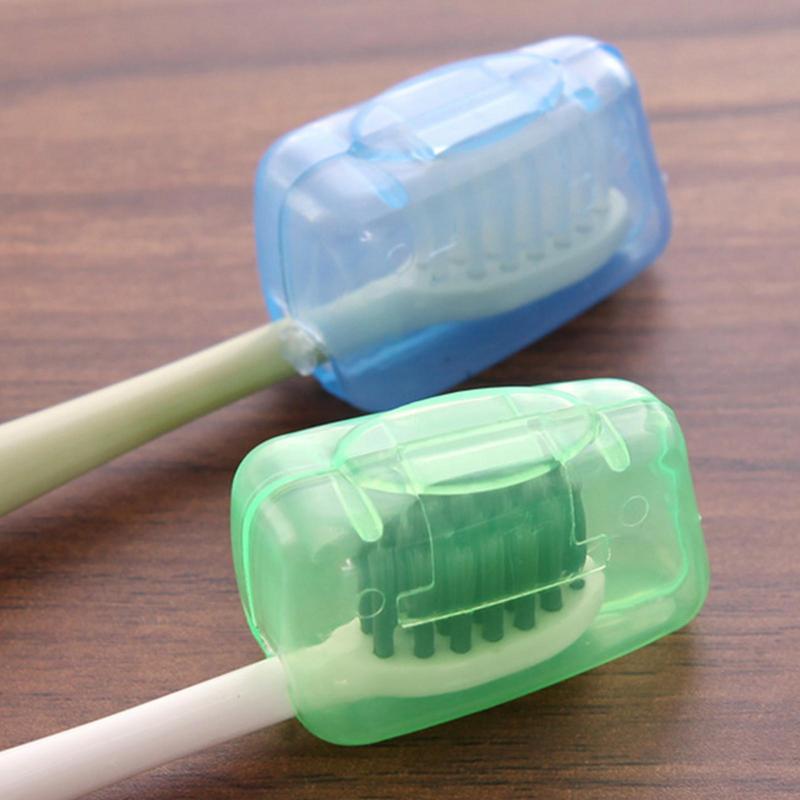 5pcs Portable Toothbrush Protect Cap Plastic Transparent Toothbrush Head Storage Cover Clip For Travel Camping (Random Color)
