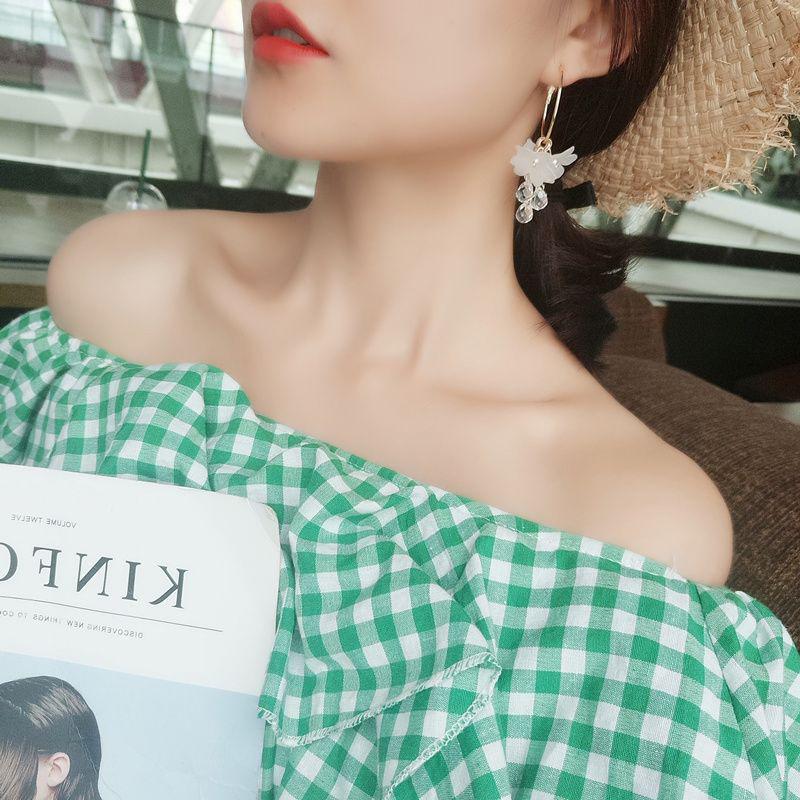 1Pair Sweet Transparent Flower Leaf Drop Earrings For Women Girls Temperament Long Tassel Earrings Jewelry Accessories Gifts