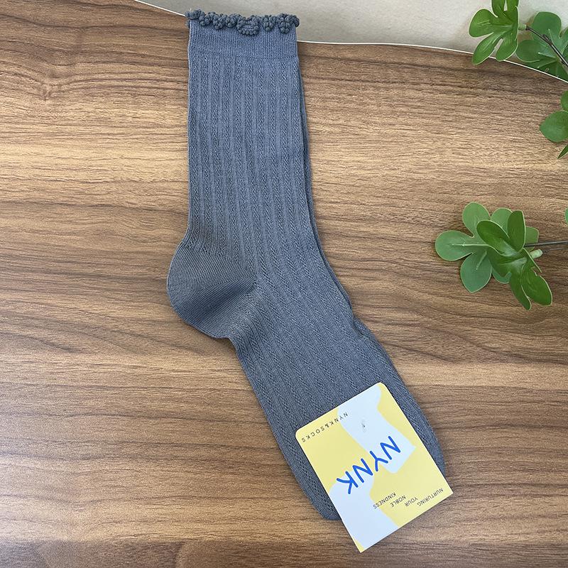 Women s Mid-Calf Ruffled See-Through Hollow Socks - Spring/Summer 2026 Collection One Size