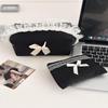 Black Lace Bow Makeup Bag Large Capacity Toiletry Bag Travel Cosmetic Organizer Cute Korean Portable Pouch For Women