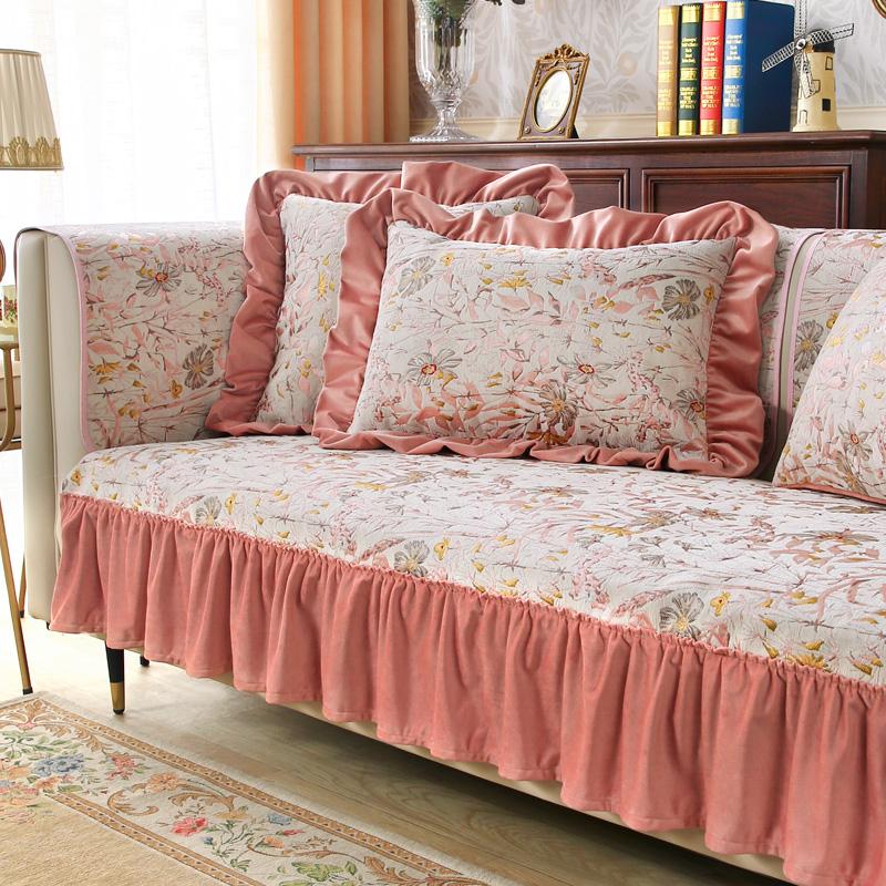 

Чехол из шенилла в американском стиле с жаккардовым узором для дивана, всесезонный односпальный комбинезон, нескользящие чехлы для диванных сидений 60x60cm for armrest