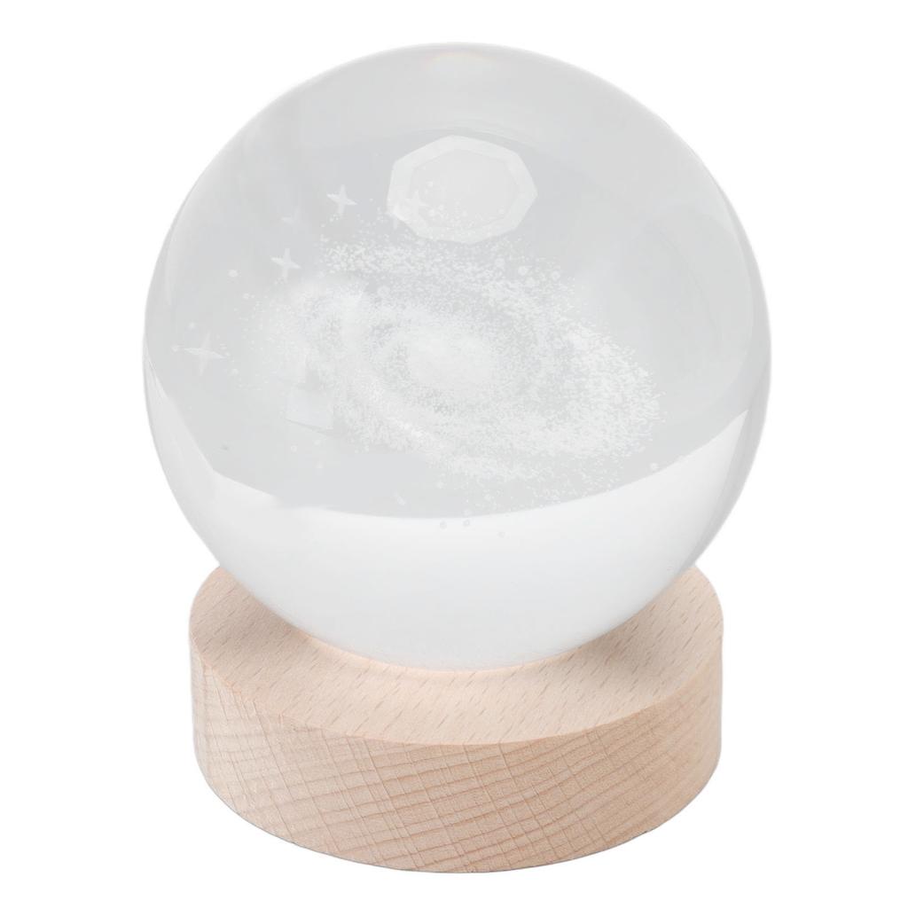 Kristallkugel Nachtlicht Kabelgebundener Knopfschalter Rund 3D Dekorative Kristallkugel mit Sockel für Zuhause Galaktisches System Warm