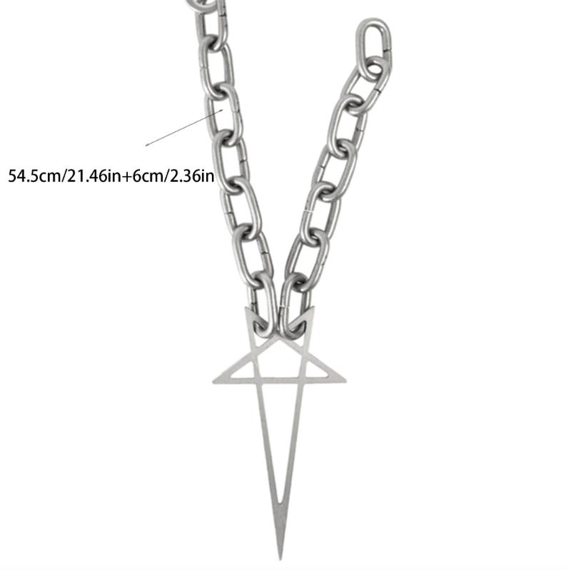 Trend Silver Color Chain Pentacle Necklaces Punk Collar Chokers Necklaces For Men Women Jewelry Aesthetic Thick Necklace