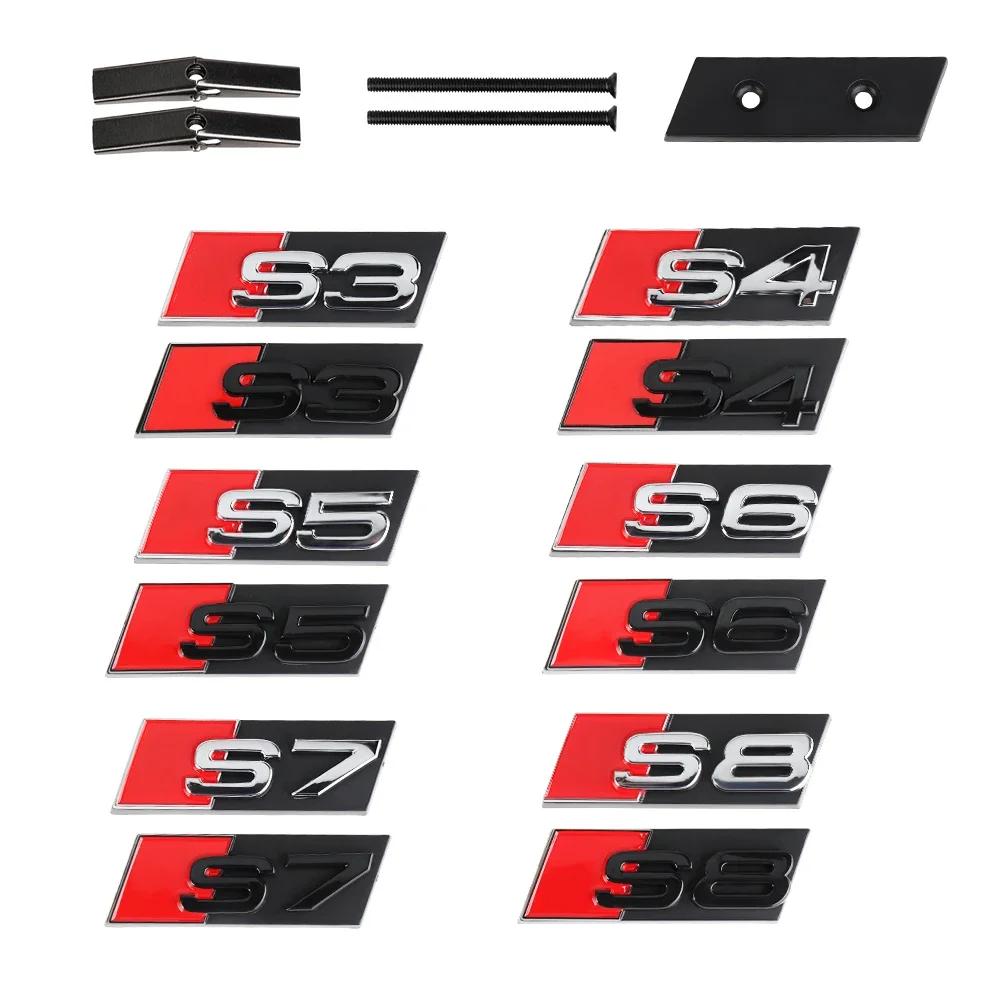1pc B S3 S4 S5 S6 S7 S8 Front Grille Badge ABS Emblem B Exterior Modification Accessories Decoration Stickers