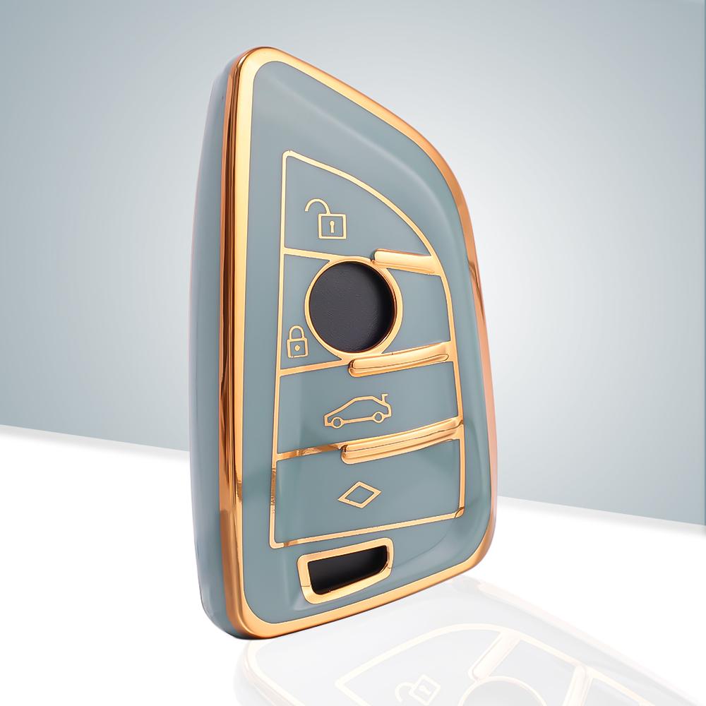 Suport pentru chei pentru telecomandă auto Design cadru auriu Carcasă pentru chei auto TPU Breloc cu 4 butoane pentru accesorii BMW Seria A B