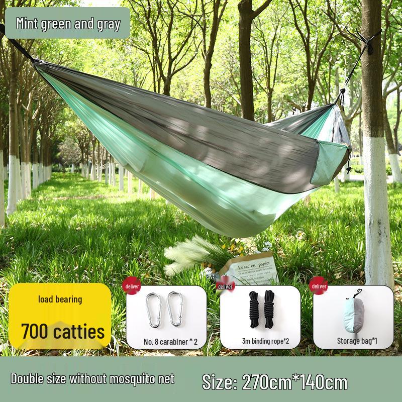 Quick-Open Double Parachute Cloth Hammock with Mosquito Net - Indoor/Outdoor Swing for One Person