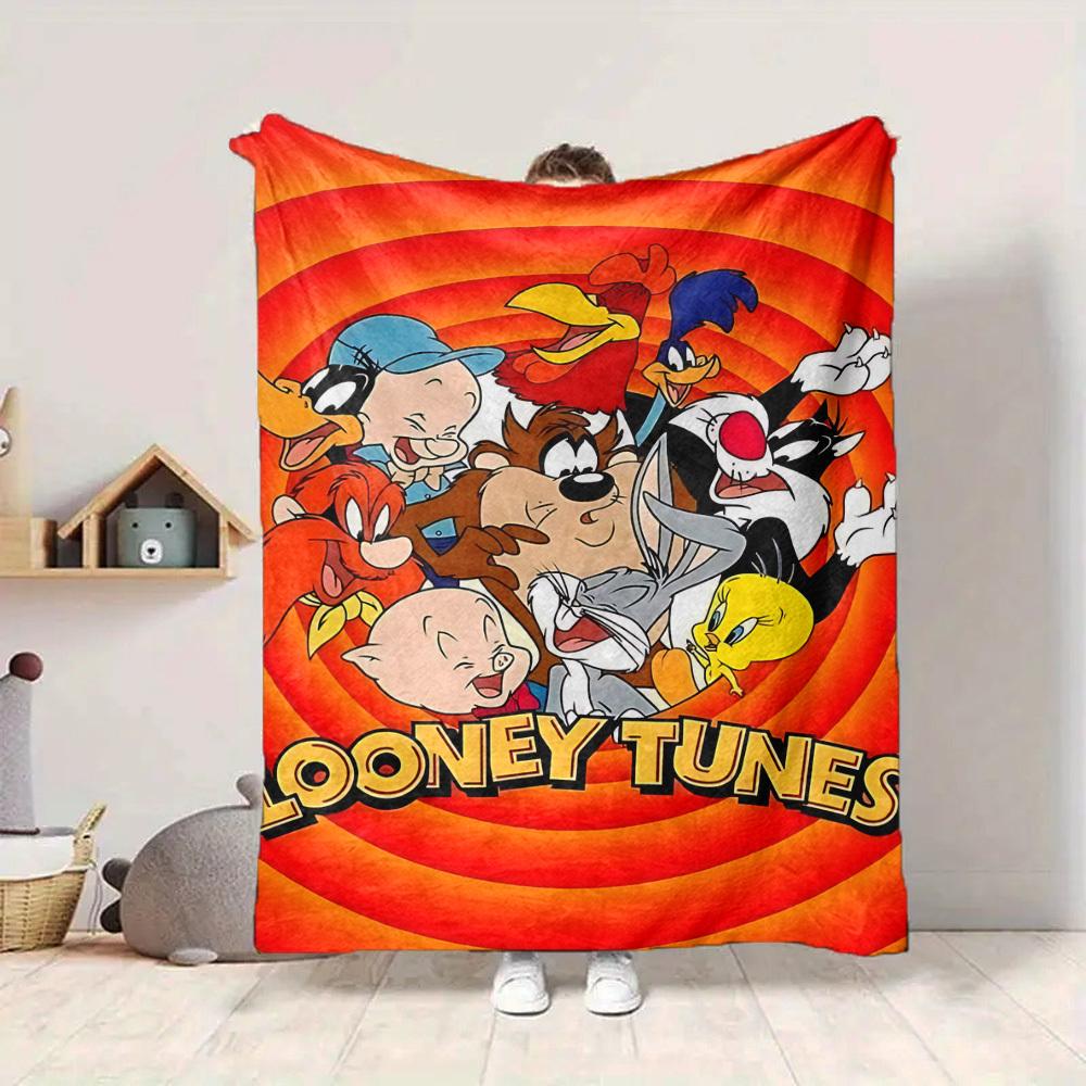 1pc Looney Tunes Flannel Throw Blanket Lightweight Soft Warm All Season Blanket for Sofa, Bed, Travel,L1029004